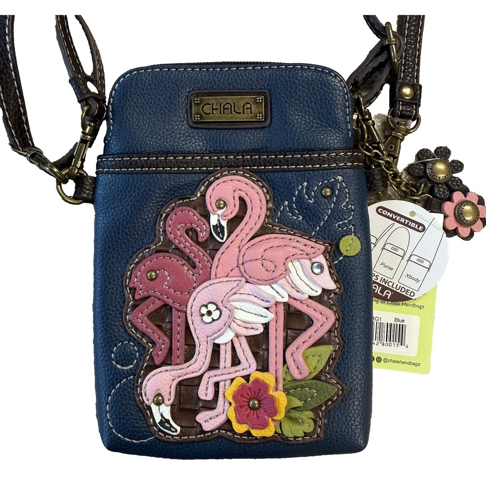 CHALA Flamingo Cellphone Crossbody Bag 827FMG1 Blue Vegan Leather NWT